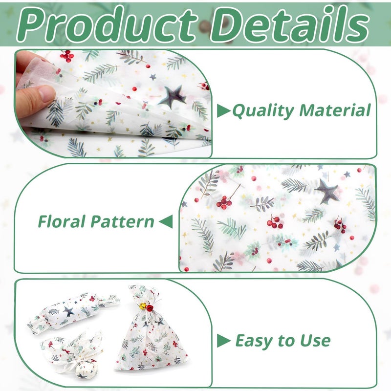 Benvo Christmas Tissue Paper 20x29 Inch - 20 Sheets Decoupage Craft Paper for Gift Wrapping, Flower DIY Art Projects, Spring Wedding, Birthday & Baby Shower Decorations(Style R) - Image 3